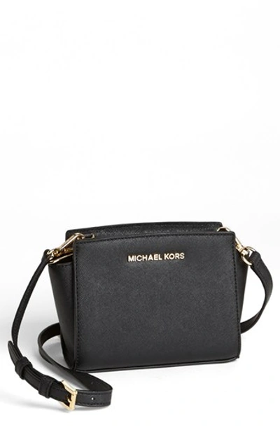 Michael Michael Kors 'selma - Mini' Saffiano Leather Messenger Bag In Black  | ModeSens