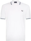 Fred Perry Striped Trim Polo Shirt In White