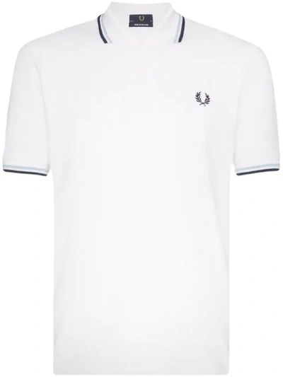 Fred Perry Striped Trim Polo Shirt In White