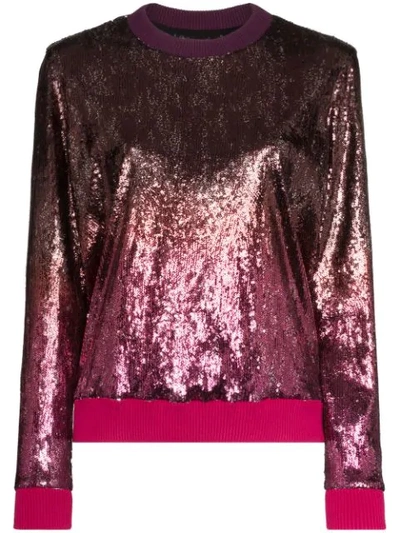 Mary Katrantzou Magpie Ombré-effect Sequinned Sweatshirt In Pink