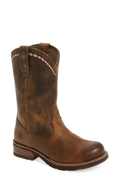 Ariat Unbridled Roper Western Boot In Distressed Brown Leather