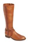 Frye Melissa Belted Knee-high Riding Boot In Light Cognac Leather