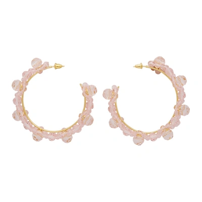 Simone Rocha Large Crystal-daisy Hoop Earrings In Pink