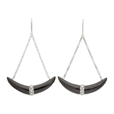 Isabel Marant White And Silver Drop Horn Earrings In Bksi Black