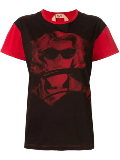 N°21 Photographic Print T-shirt In Red