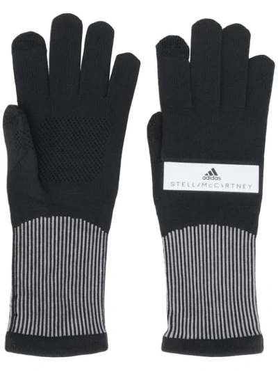 Adidas By Stella Mccartney Knitted Running Gloves In Black