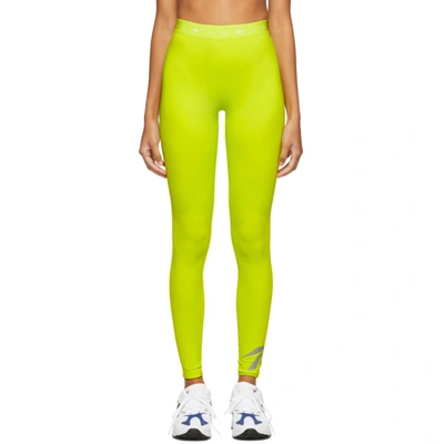 Victoria Beckham Reebok By  Yellow Vb Performance Tights In Chartreuse