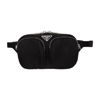 Prada Padded Double Pockets Belt Bag In F0002 Black