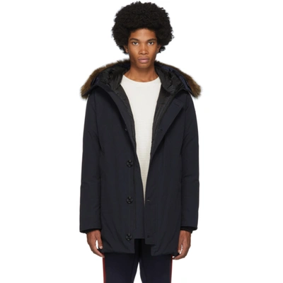 Moncler Navy Pola Giubbotto Jacket In Blue ModeSens