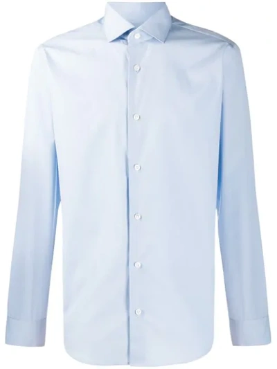 Z Zegna Long-sleeved Buttoned Shirt In Blue