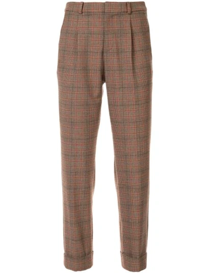 Loveless High-waist Check Trousers In Beige