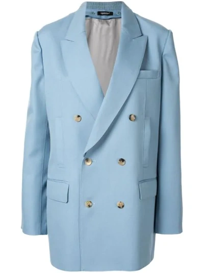 Undercover Contrast Double-breasted Blazer In Blue