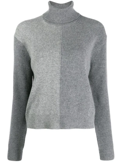 Theory Two Tone Knitted Jumper In Grey