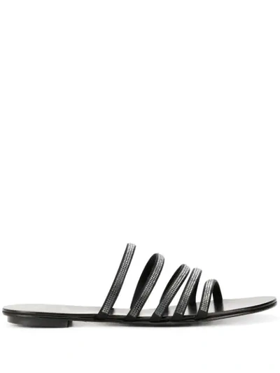Pedro Garcia Sarah Embellished Sandals In Black