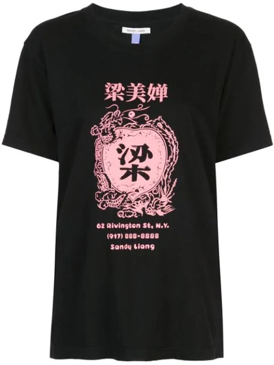 Sandy Liang Graphic Oversized T-shirt In Black