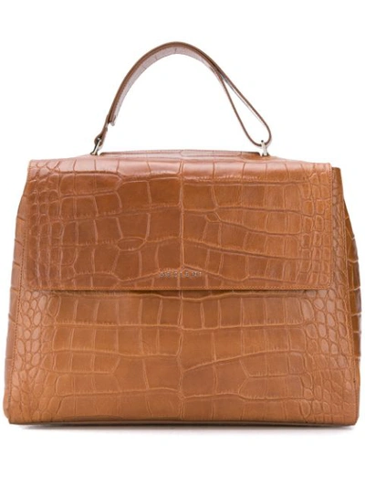 Orciani Large Croc-effect Tote Bag In Brown