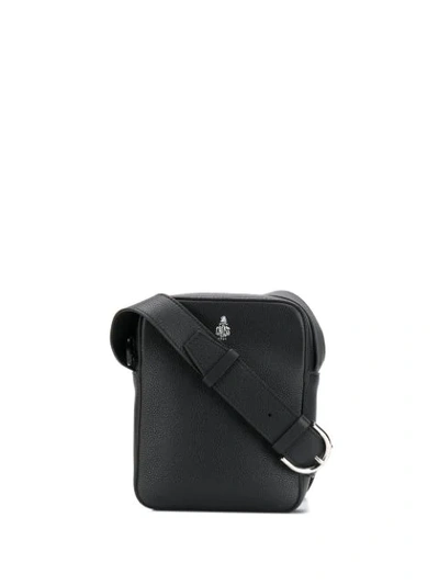 Mark Cross Scott Logo-print Textured Leather Cross-body Bag In Black