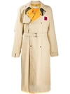 Off-white Contrast Lapel Trench Coat In Neutrals