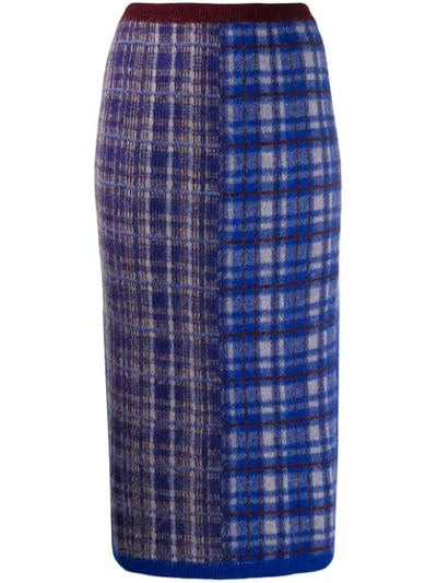 Chiara Bertani Intarsia Knit Pencil Skirt In Blue