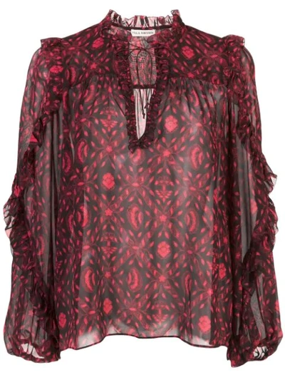 Ulla Johnson Printed Silk Blouse In Pink