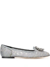 Dolce & Gabbana Slipper In Taormina Lace With Crystals In Grey