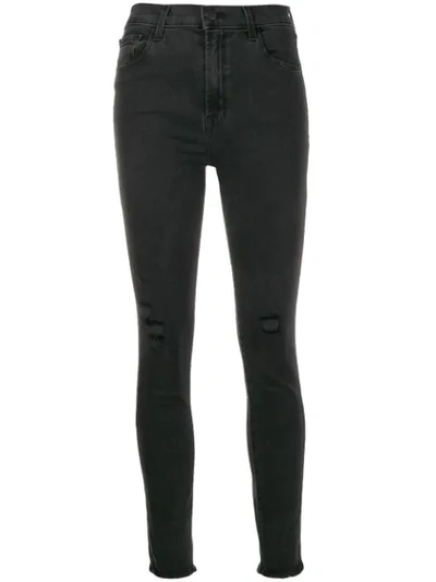 J Brand Distressed Skinny Jeans In Black