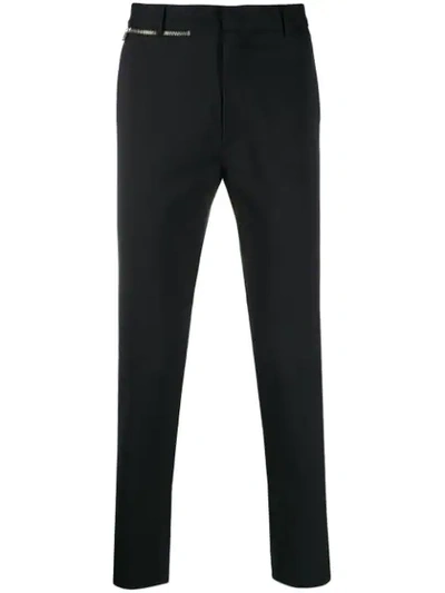 Low Brand Zip Detail Slim Fit Trousers In D001  Black