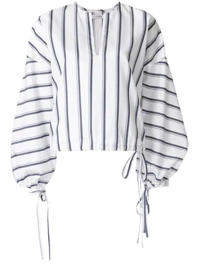 Ujoh Striped Pattern Bloud In White