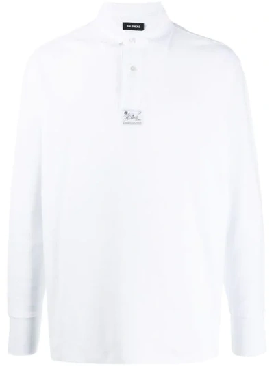 Raf Simons Logo-patch Polo Shirt In White