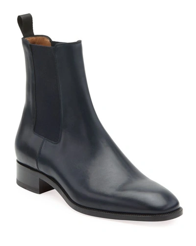 Christian Louboutin Men's Samson Leather Chelsea Boot In Black