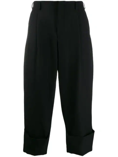 Comme Des Garçons Homme Deux Cropped Wide-leg Trousers In Black