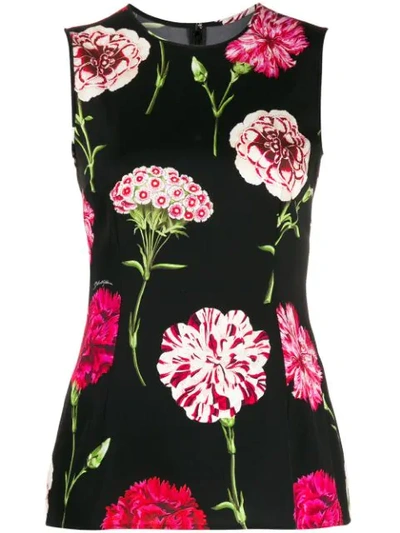 Dolce & Gabbana Floral Print Vest In Black