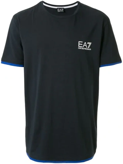 Ea7 Logo Print T-shirt In Blue