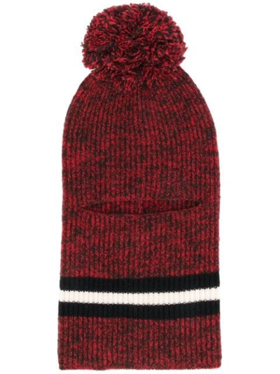 Cashmere In Love Pom Pom Balaclava Hat In Red