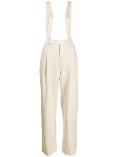 Uma Wang Suspender Detail Trousers In Neutrals