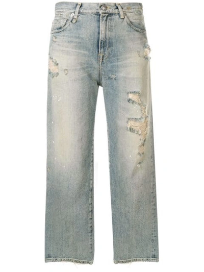 R13 Cheryl Ripped Cropped Jeans In Blue