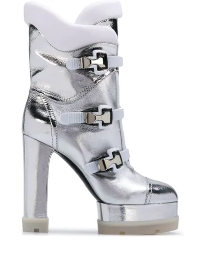 Casadei Side Buckle Boots In Silver
