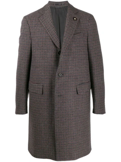 Lardini Houndstooth Single-breasted Coat In Grey