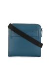 Emporio Armani Logo Embossed Messenger Bag In Blue