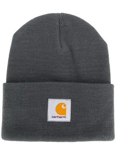 Carhartt Logo Patch Beanie In Grey