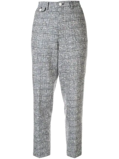 Education From Young Machines Bouclé Tweed Trousers In Blue