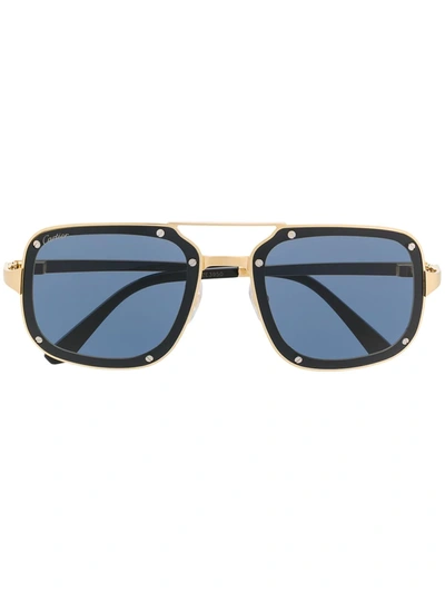 Cartier Santos De  Square-frame Sunglasses In Gold