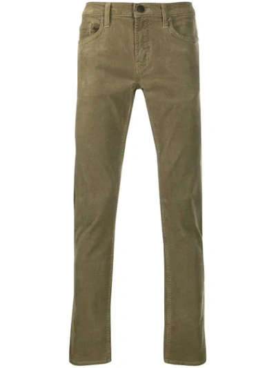 J Brand Slim-fit Textured Trousers In Green