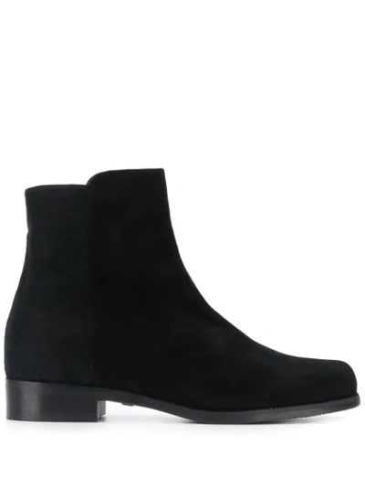 Stuart Weitzman 'easyon' Panelled Suede Ankle Boots In Black