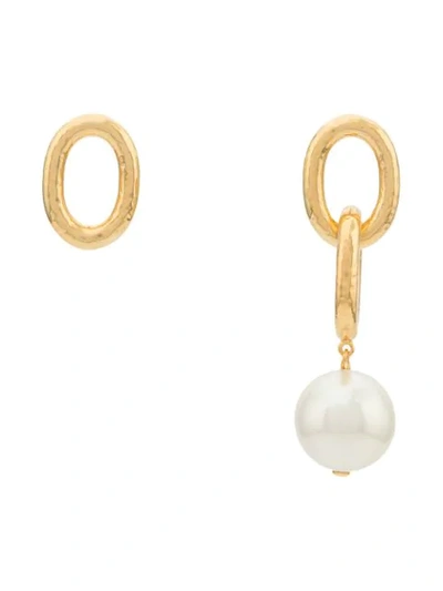 Aurelie Bidermann Manon Pearl And Chain Earrings In Gold