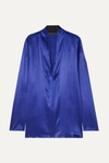 Haider Ackermann Shawl Collar Silk-satin Blouse In Blue