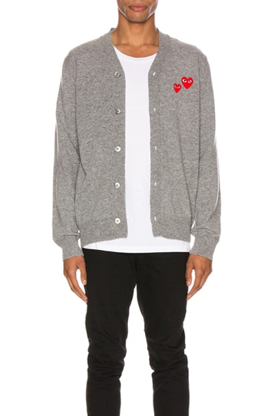 Comme Des Garçons Play Multiheart Cardigan In Grey