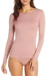 Hanro Cotton Seamless Long-sleeve Top In Rouge