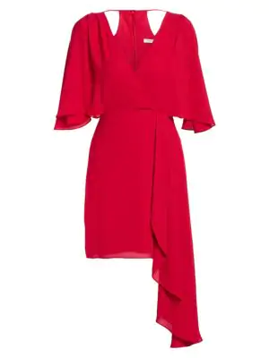 short sleeve faux wrap dress