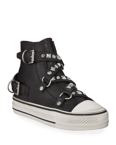 Ash Vanessa Studded High-top Sneakers In Black